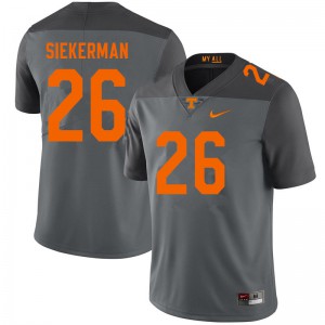 #26 JT Siekerman Tennessee Men Stitched Jerseys Gray