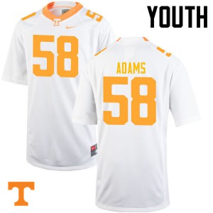 #58 Aaron Adams Tennessee Vols Youth Embroidery Jerseys White