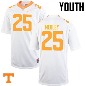 #25 Aaron Medley Tennessee Volunteers Youth University Jerseys White