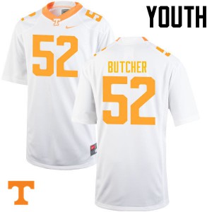 #52 Andrew Butcher Vols Youth NCAA Jerseys White