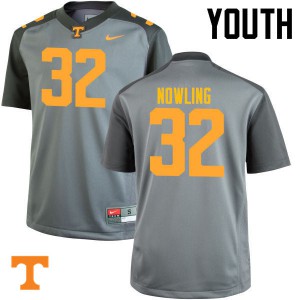 #32 Billy Nowling Vols Youth Embroidery Jerseys Gray