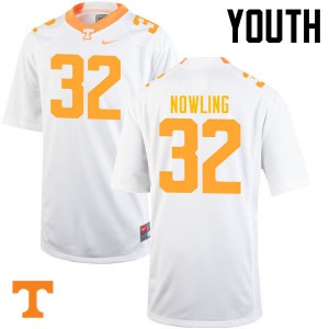 #32 Billy Nowling Tennessee Vols Youth College Jerseys White