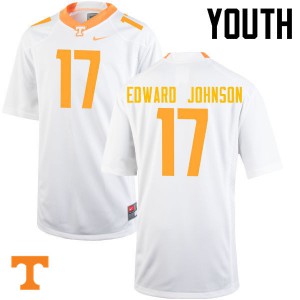#17 Brandon Edward Johnson Tennessee Vols Youth College Jerseys White