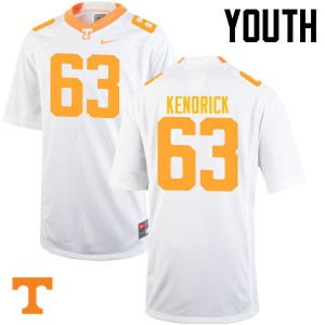 #63 Brett Kendrick Tennessee Youth Embroidery Jerseys White
