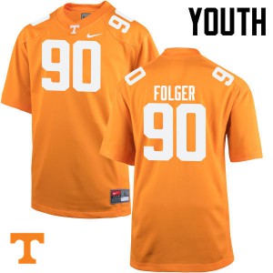 #90 Charles Folger Vols Youth NCAA Jersey Orange