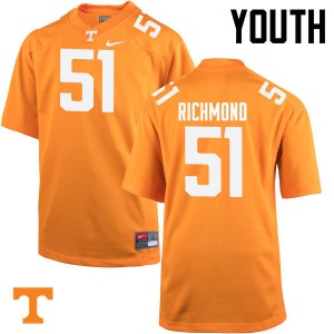 #51 Drew Richmond Tennessee Vols Youth Football Jersey Orange