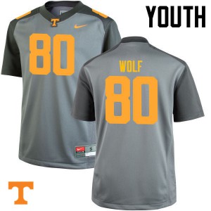 #80 Eli Wolf Tennessee Volunteers Youth Football Jerseys Gray