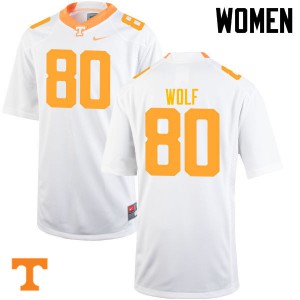 #80 Eli Wolf Tennessee Women University Jerseys White