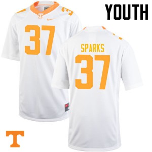 #37 Jayson Sparks Tennessee Vols Youth Football Jersey White