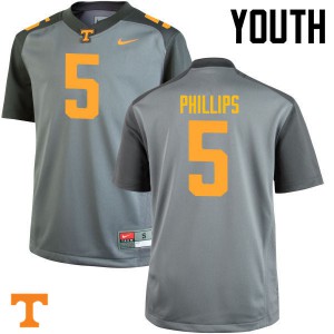 #5 Kyle Phillips Tennessee Youth NCAA Jerseys Gray