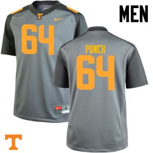 #64 Logan Punch Tennessee Men Football Jerseys Gray