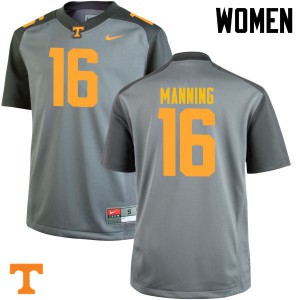 #16 Peyton Manning Tennessee Women Stitch Jerseys Gray