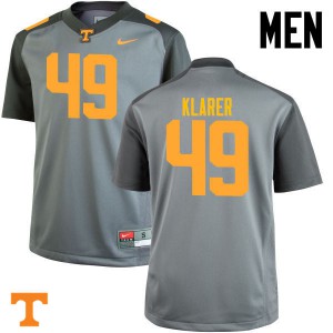 #49 Rudy Klarer Tennessee Men University Jersey Gray