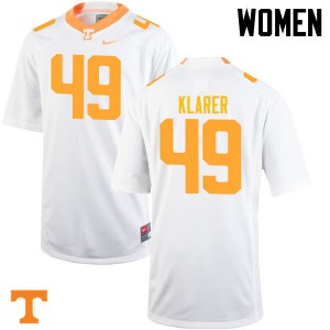#49 Rudy Klarer Tennessee Women High School Jerseys White