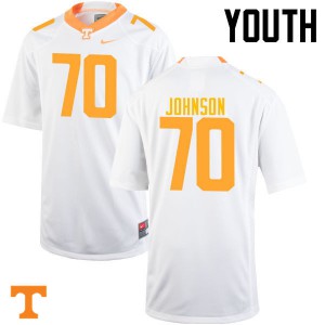 #70 Ryan Johnson Vols Youth Stitched Jerseys White