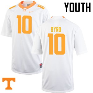 #10 Tyler Byrd Tennessee Volunteers Youth Stitched Jersey White
