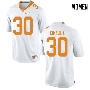 #30 Brent Cimaglia Tennessee Volunteers Women Embroidery Jerseys White