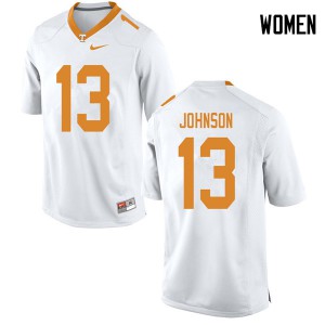 #13 Deandre Johnson Tennessee Volunteers Women Football Jerseys White