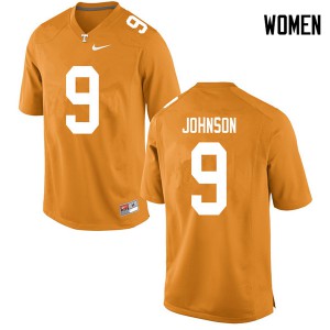 #9 Garrett Johnson Tennessee Vols Women Stitch Jersey Orange
