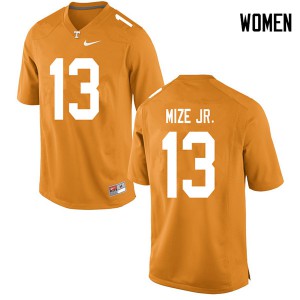 #13 Richard Mize Jr. Tennessee Vols Women College Jerseys Orange