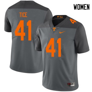 #41 Ryan Tice Tennessee Vols Women Embroidery Jersey Gray