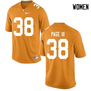 #38 Solon Page III Tennessee Vols Women Embroidery Jersey Orange