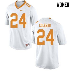 #24 Trey Coleman UT Women NCAA Jerseys White
