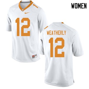 #12 Zack Weatherly Tennessee Volunteers Women Player Jerseys White