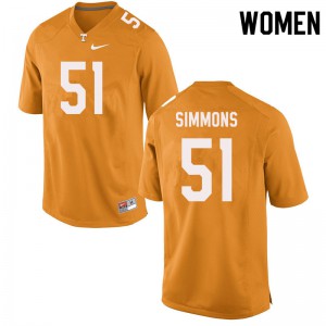 #51 Elijah Simmons Vols Women Official Jersey Orange