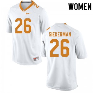 #26 JT Siekerman Vols Women Football Jerseys White