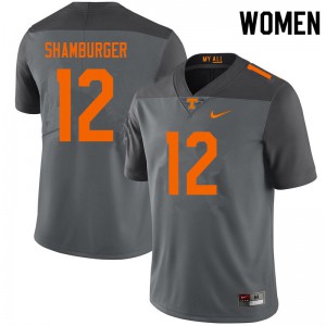 #12 Shawn Shamburger Vols Women Football Jerseys Gray