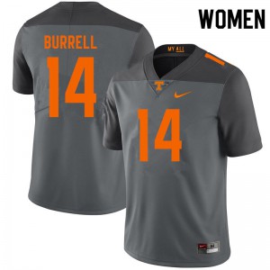 #14 Warren Burrell Tennessee Vols Women Football Jersey Gray