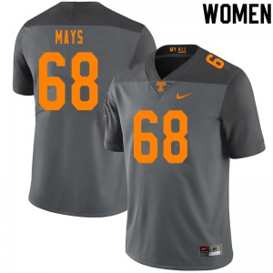 #68 Cade Mays Tennessee Women NCAA Jerseys Gray