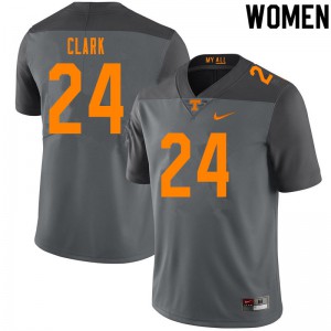 #24 Hudson Clark Tennessee Vols Women Football Jersey Gray