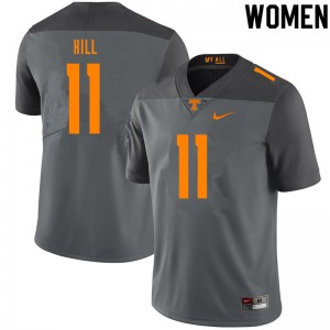 #11 Kasim Hill Tennessee Vols Women Football Jersey Gray