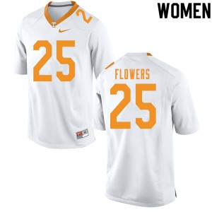 #25 Trevon Flowers Vols Women Official Jerseys White