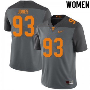 #93 Devon Jones Tennessee Volunteers Women Football Jersey Gray