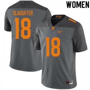 #18 Doneiko Slaughter Tennessee Women Football Jerseys Gray