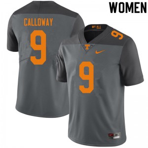 #9 Jimmy Calloway Tennessee Volunteers Women Official Jersey Gray