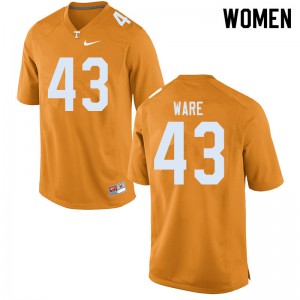 #43 Marshall Ware Vols Women Embroidery Jerseys Orange