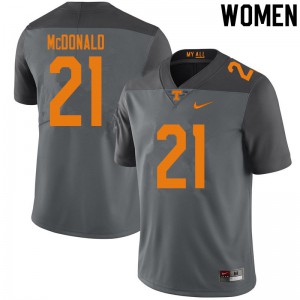 #21 Tamarion McDonald Vols Women Football Jerseys Gray