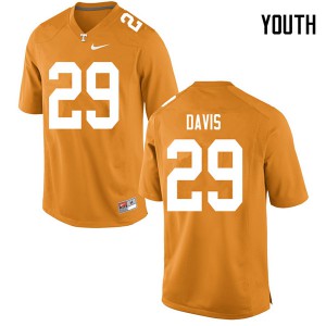 #29 Brandon Davis Tennessee Volunteers Youth Stitch Jersey Orange