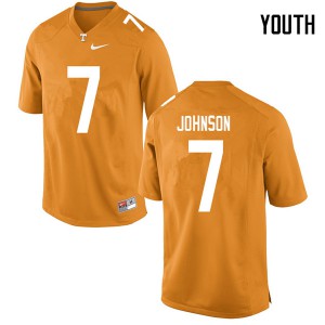 #7 Brandon Johnson Tennessee Vols Youth Stitched Jerseys Orange