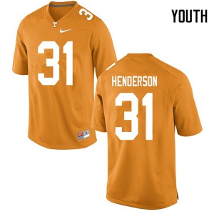 #31 D.J. Henderson Tennessee Vols Youth University Jerseys Orange