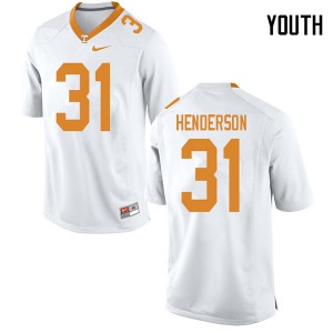 #31 D.J. Henderson Tennessee Volunteers Youth Embroidery Jersey White