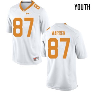 #87 Jacob Warren Vols Youth Football Jersey White