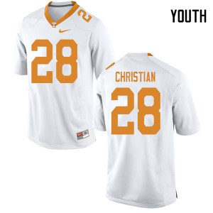 #28 James Christian Vols Youth NCAA Jerseys White