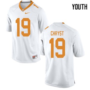 #19 Keller Chryst Tennessee Vols Youth Embroidery Jersey White