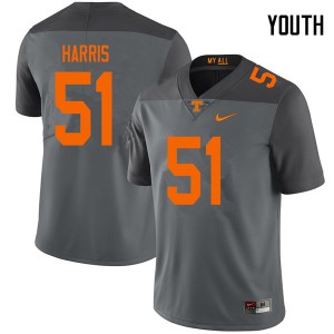 #51 Kingston Harris Tennessee Youth NCAA Jerseys Gray