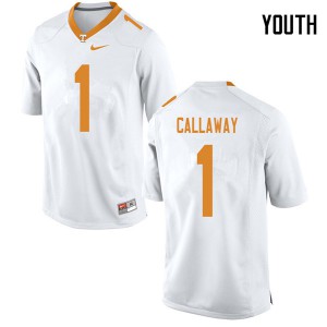 #1 Marquez Callaway Tennessee Volunteers Youth Embroidery Jerseys White